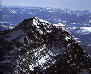 Everest Book - Over the Himalaya - Evrest Summit Close Up From Airplane